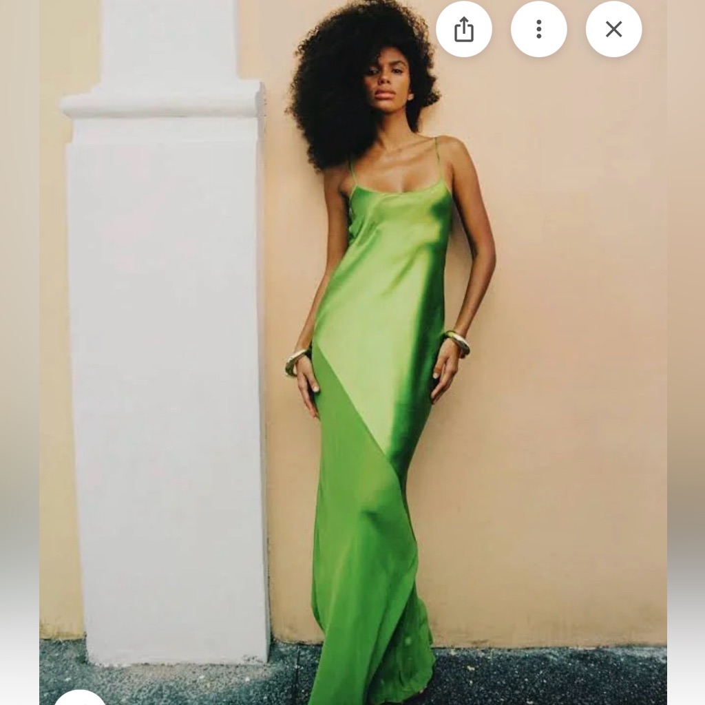 Rat & Boa Lime Green Satin Maxi Slip Dress